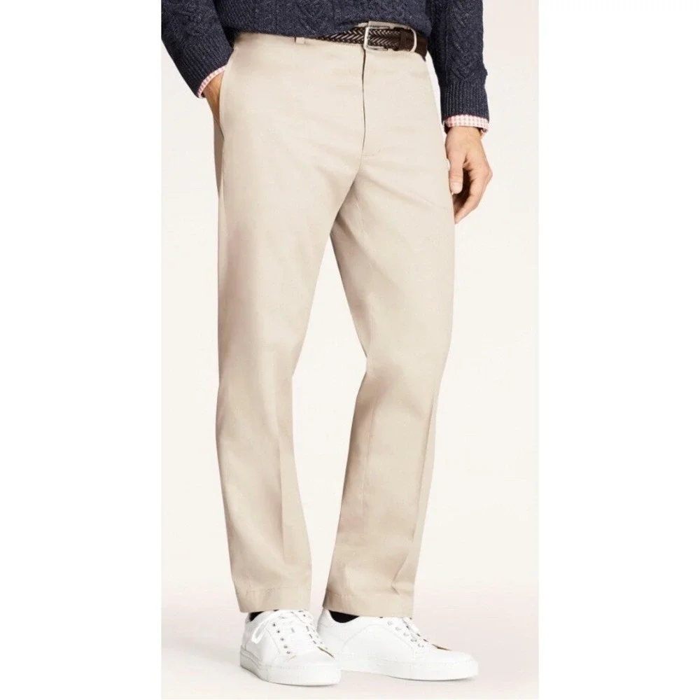 Brooks Brothers Clark Fit Chinos Mens 36x32 Khaki Tan Supima Cotton Pants